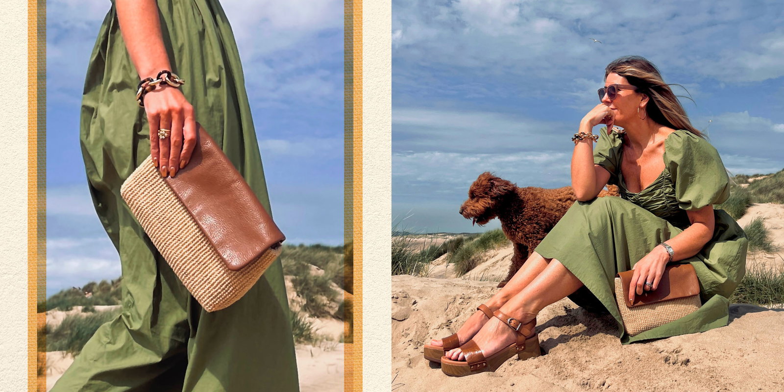 Images of influencer theturquoiseflamingo with womens bag Summery Small in tan links to product page