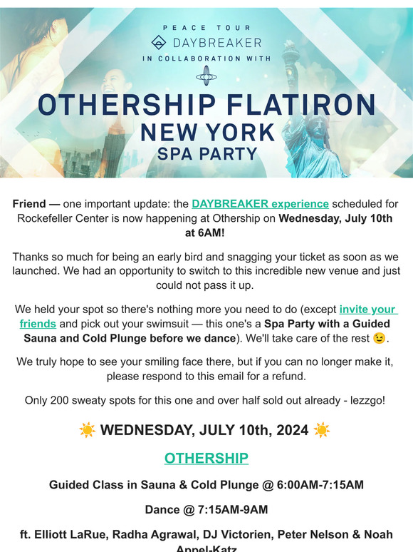 📣 NEW VENUE: 7.10 moved to Othership