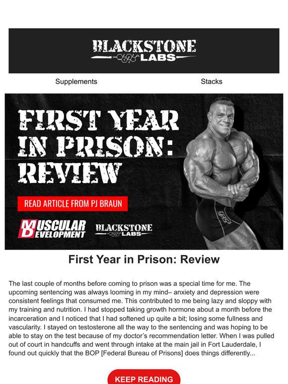 Blackstone Labs PJ's Articles From Prison 7 First Year In Prison