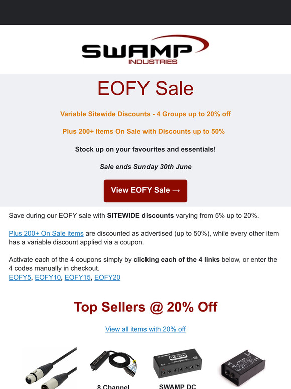 EOFY Sale 🚀 Sitewide Discounts - from 5% to 20% off 🎸🎙️ 🎹