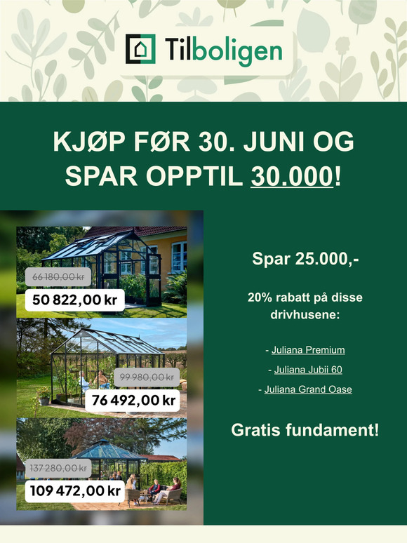 Kjøp før 30.juni og spar opptil 30.000!