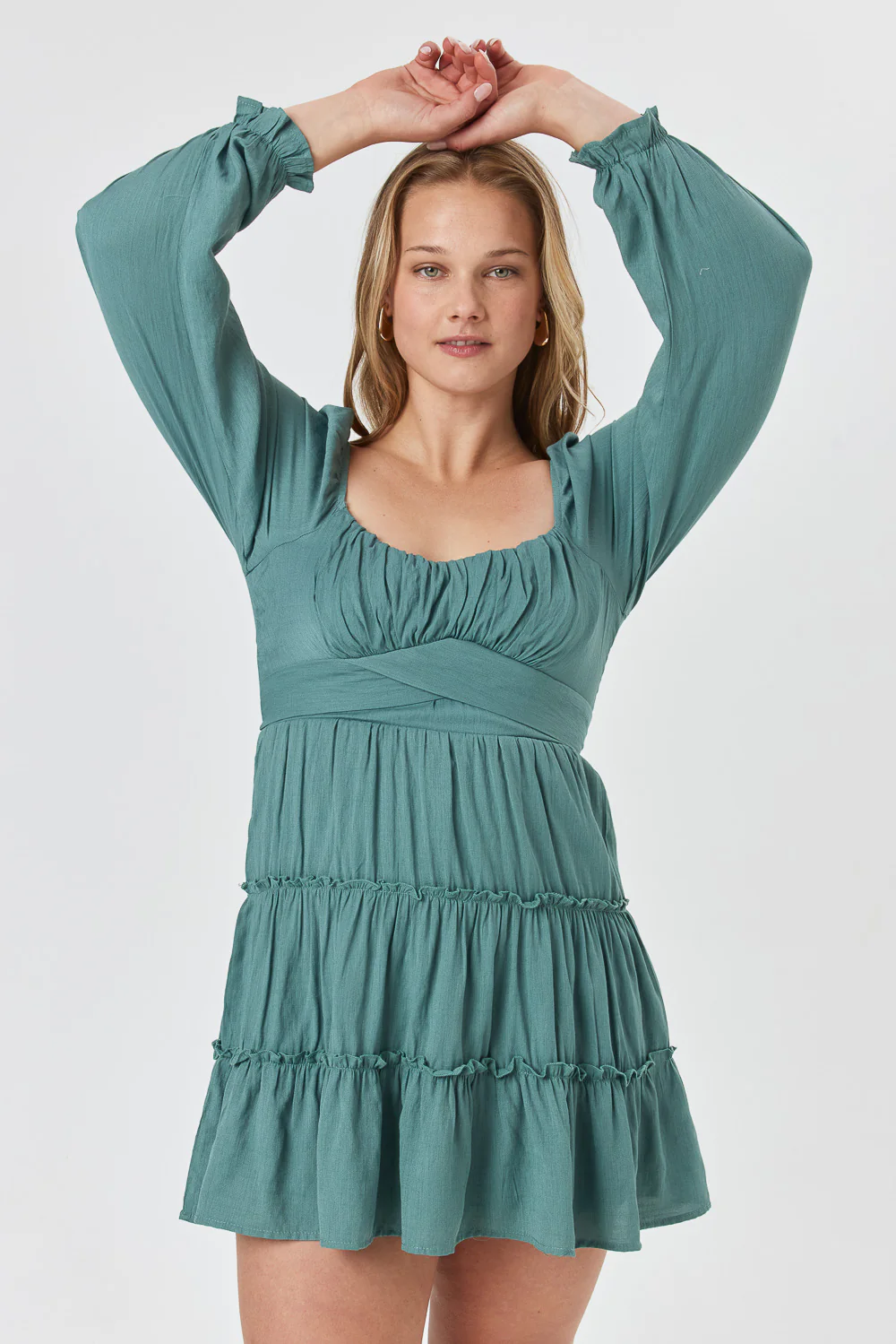Image of Green Long Sleeve Emma Dress