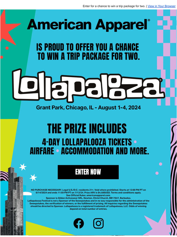 American Apparel + Lollapalooza Sweepstake