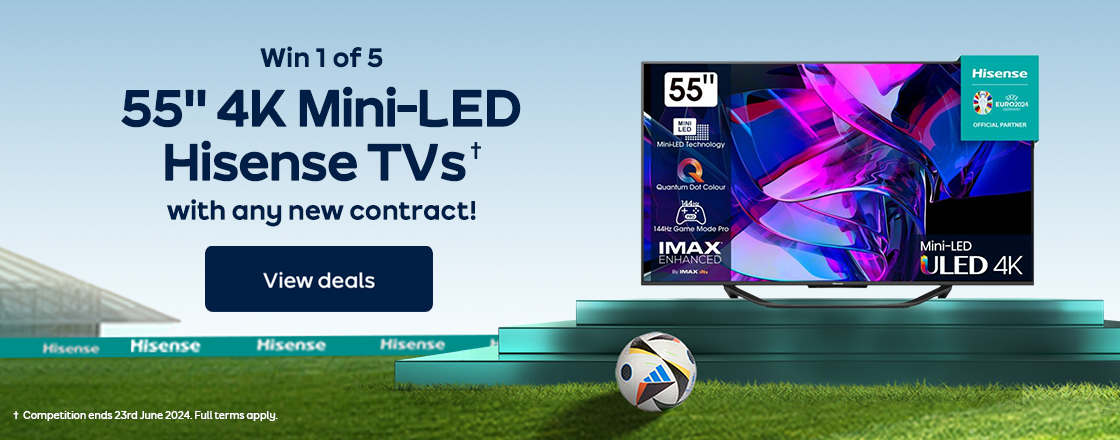Hisense TV against with a football stadium background