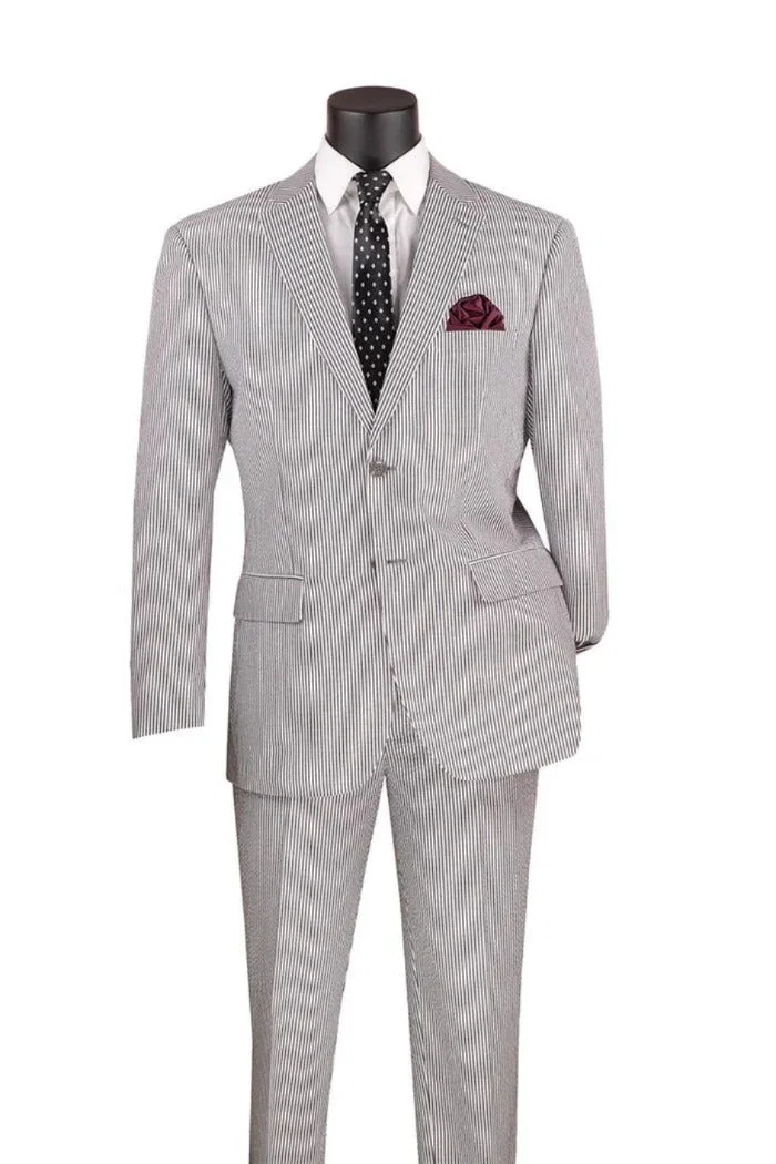 Seersucker Black  Navy and Tan Suit - Perfect Summer Kentucky Derby Suit