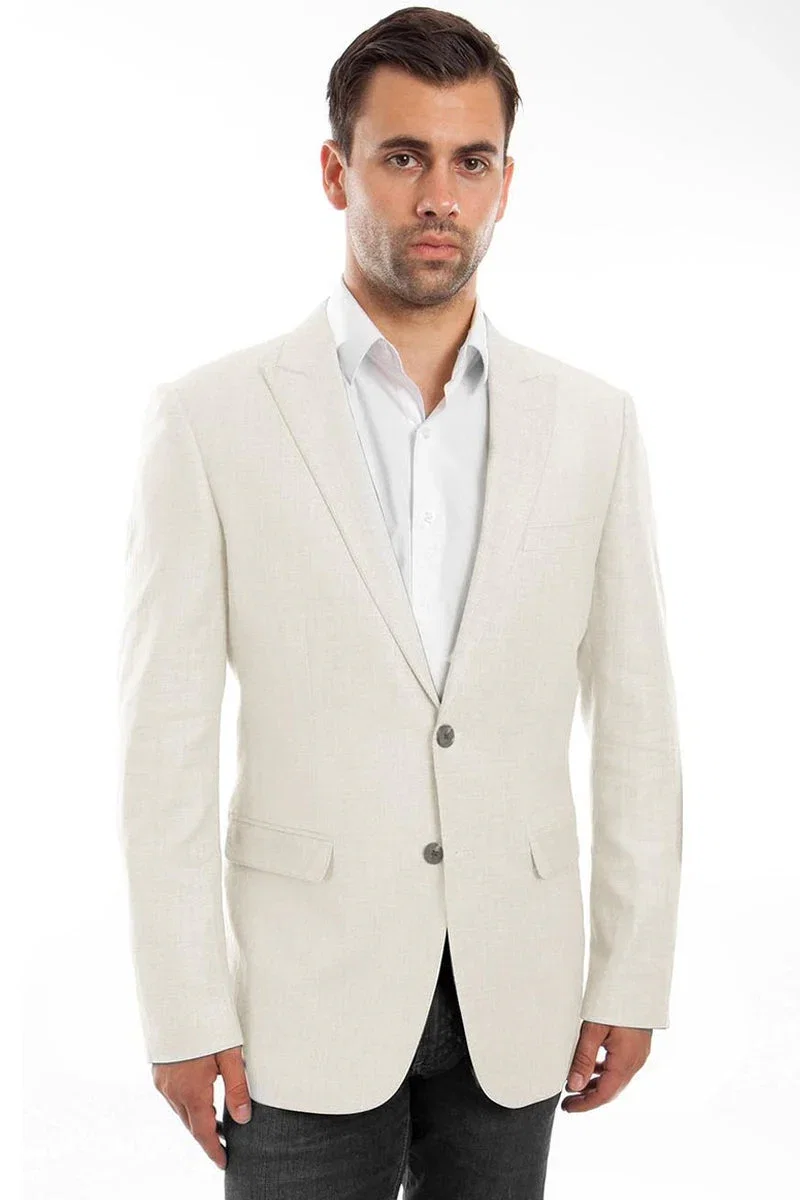Ivory Men's Summer Linen Blazer - Two Button Style