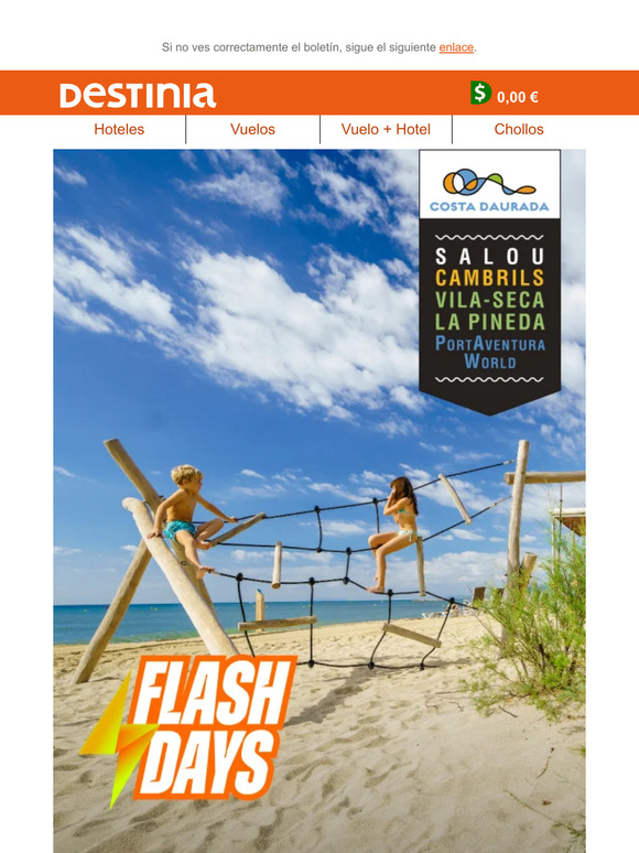 Alargamos los ⚡¡Flash Days de Destinia!⚡ para llevarte a la COSTA DAURADA