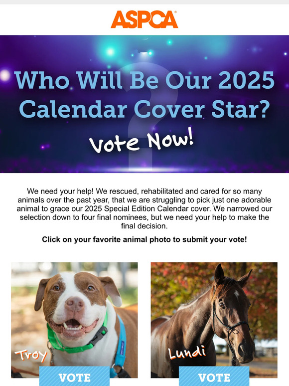 ASPCA: Pick Our 2025 Calendar Cover Star! (VOTE) | Milled