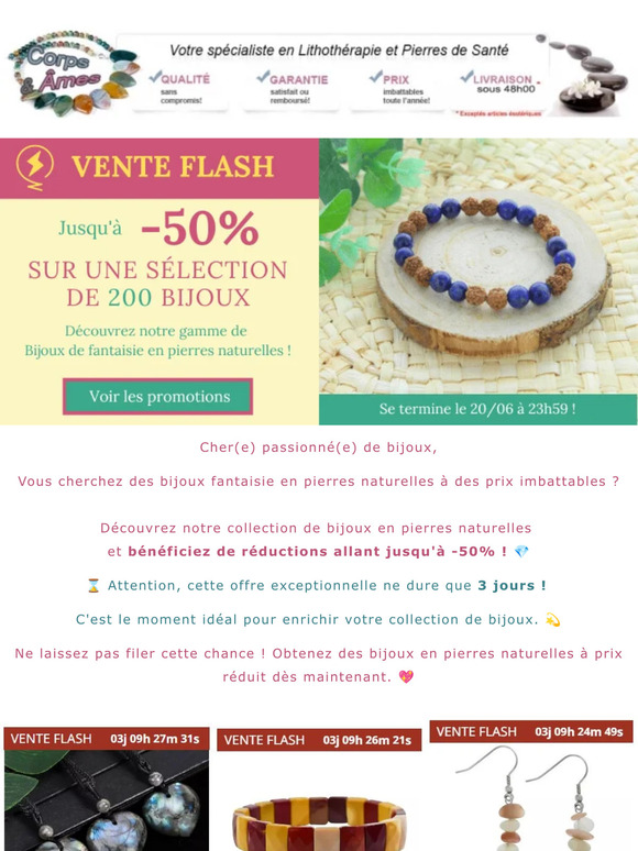 ⚡ VENTE FLASH : Jusqu'à -50% sur les bijoux de fantaisie