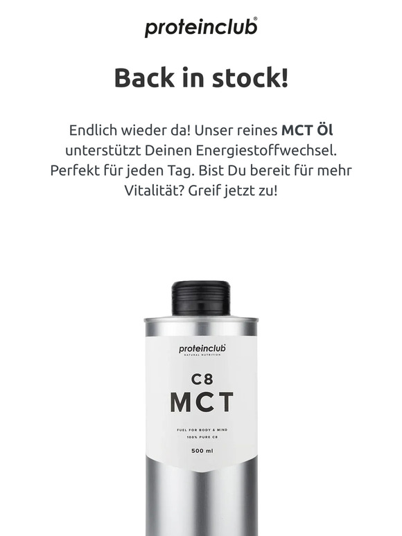 BACK IN STOCK: UNSER C8 MCT ÖL!