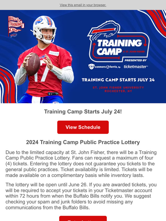 The Buffalo Bills The 2024 Training Camp schedule is HERE! Milled