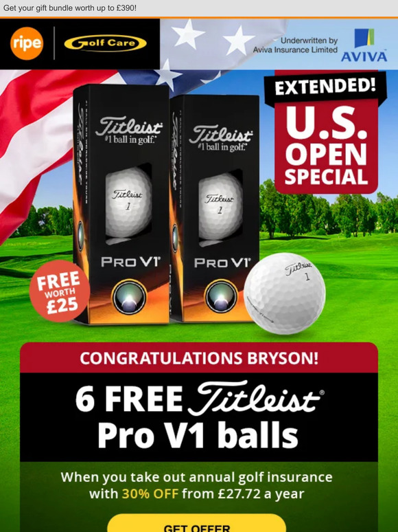 OFFER EXTENDED! Get 6 Titleist Pro V1s while you can!