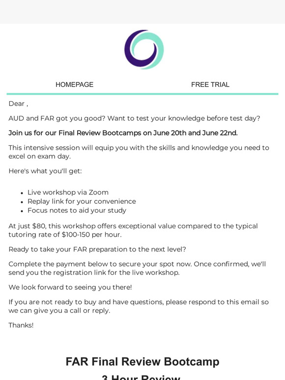 FAR and AUD Bootcamps!