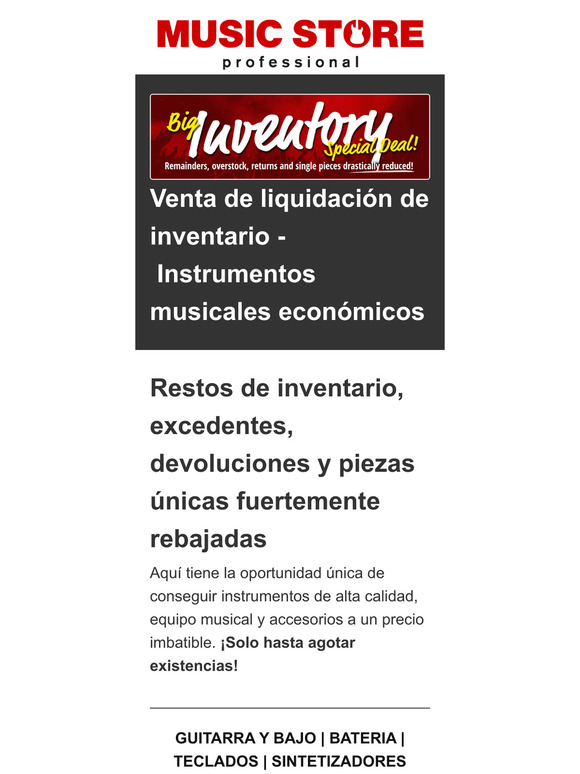 Venta de liquidación de inventario - Instrumentos musicales económicos