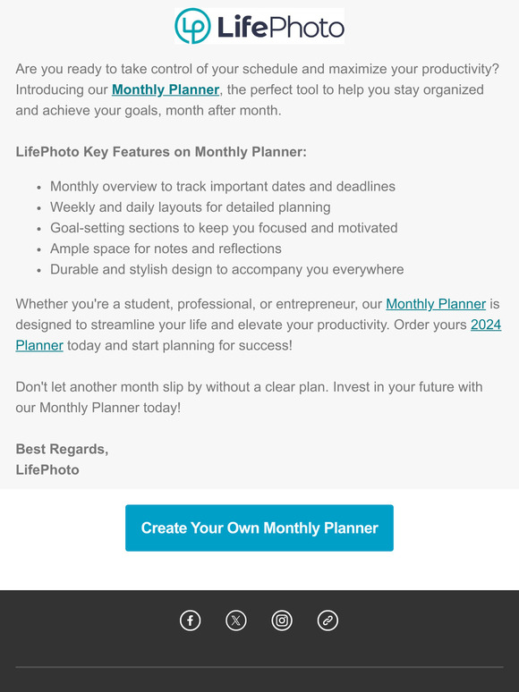 Monthly Planner with Photos