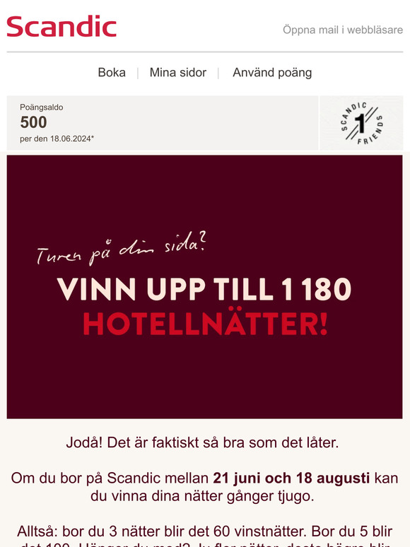 Vinn upp till 1 180 hotellnätter!