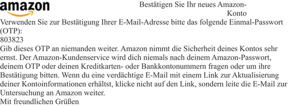 Bestätigen Sie Ihr neues Amazon-Konto