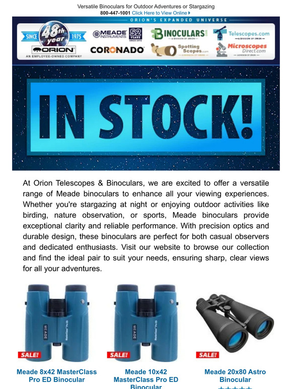 Save BIG on In-Stock Meade Binoculars