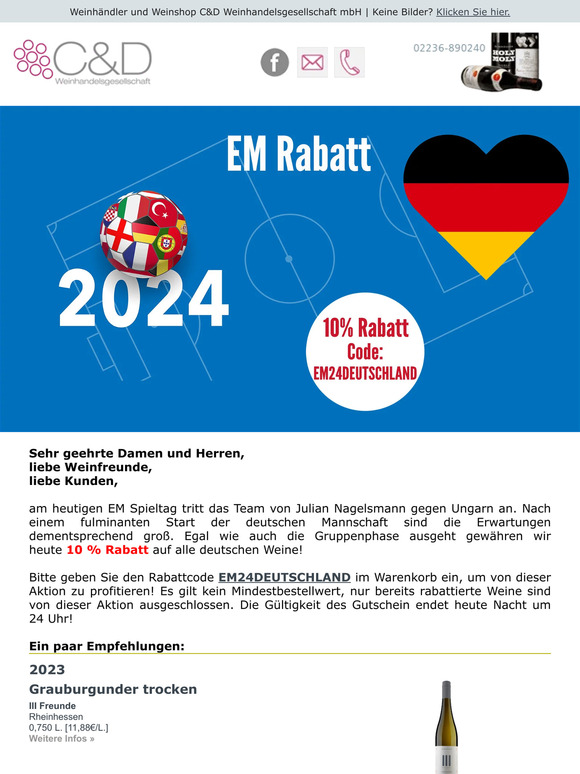 10% EM Rabatt auf alle deutsche Weine!