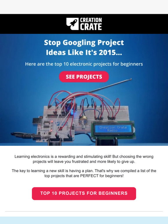 Creation Crate: Top 10 Electronic Projects For Beginners | Milled