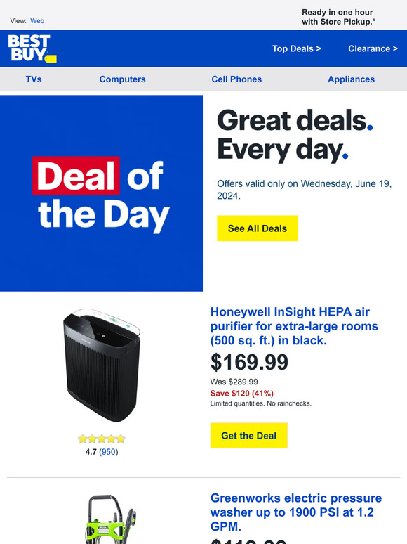 Best Buy Today only Save 120 on a Honeywell InSight HEPA air