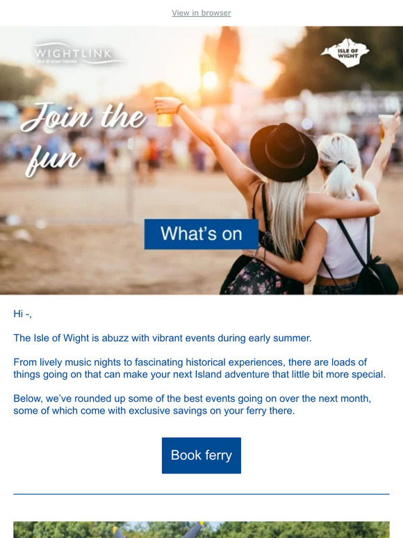 Save on ferry travel to IOW events