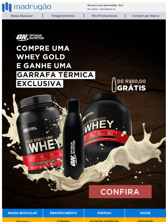 💰Compre Whey Optimum e Ganhe uma Garrafa Térmica na Faixa!