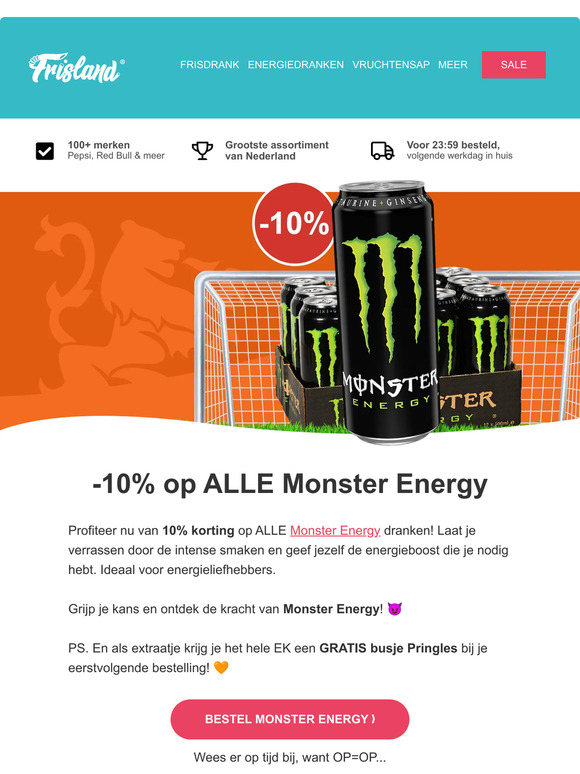 10% korting op ALLE Monster Energy 😈