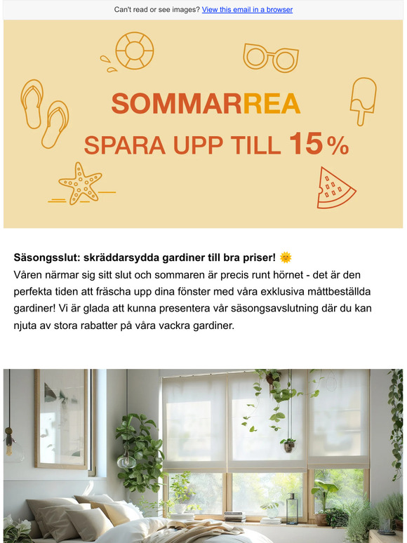 Säsongsslut: skräddarsydda gardiner till bra priser! 🌞