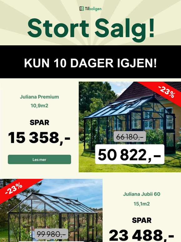 Stort salg! Kun 10 dager igjen!