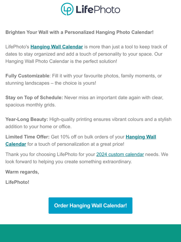 Hanging Wall Calendar with Photos