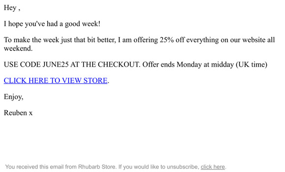 25% SALE ALL WEEKEND