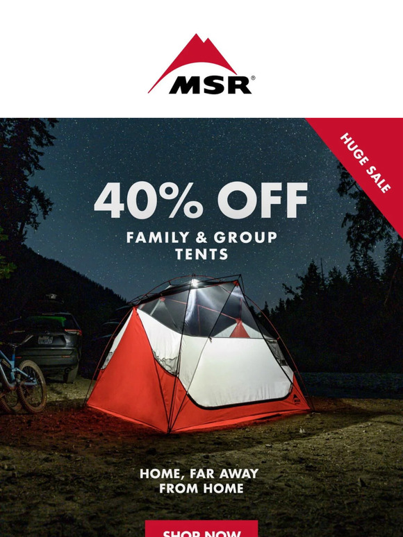 Save 40% on MSR Camping Tents!