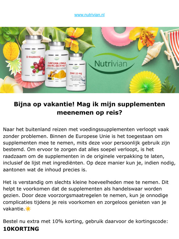Mogen mijn supplementen mee op vakantie?
