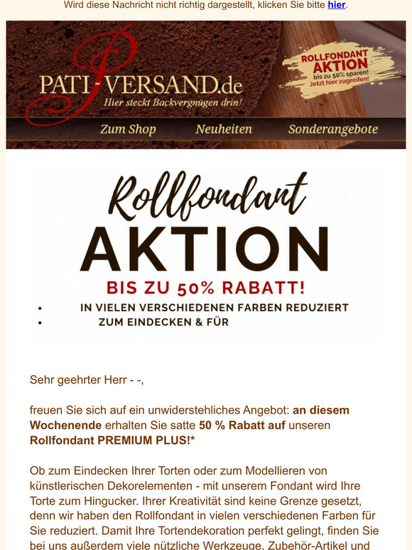 Nur für kurze Zeit: Bis zu 50% RABATT auf Rollfondant PREMIUM PLUS!