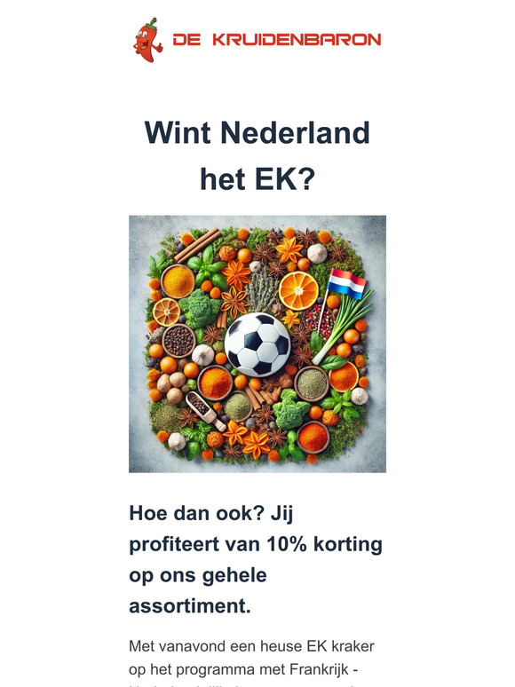 De Oranjekoorts ⚽ stijgt naar 10% korting bij De Kruidenbaron🧡