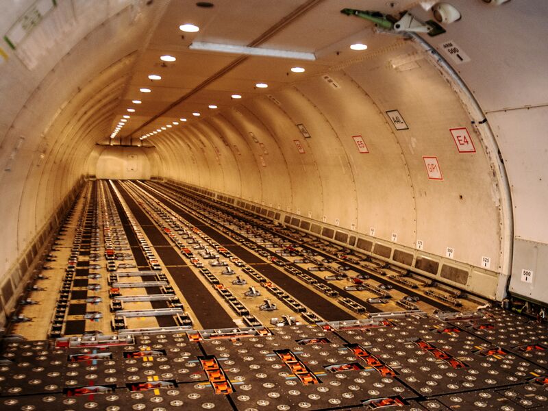 Inside a Prime Air plane.