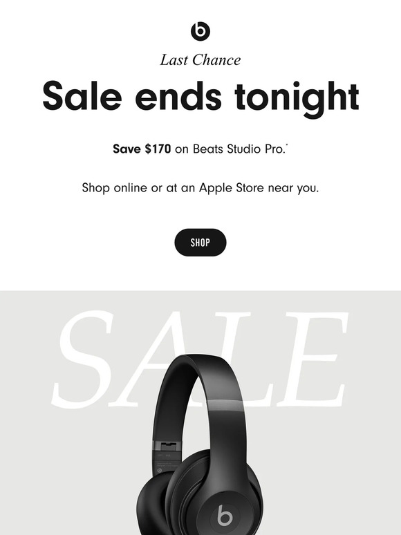 Sale ends tonight