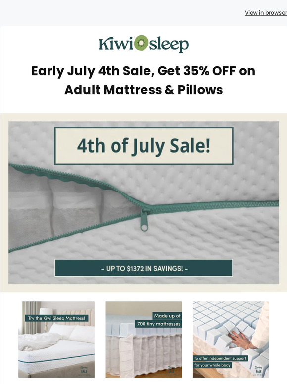 Early 4th of July Sale 🎉 35% OFF on Mattresses & Pillows