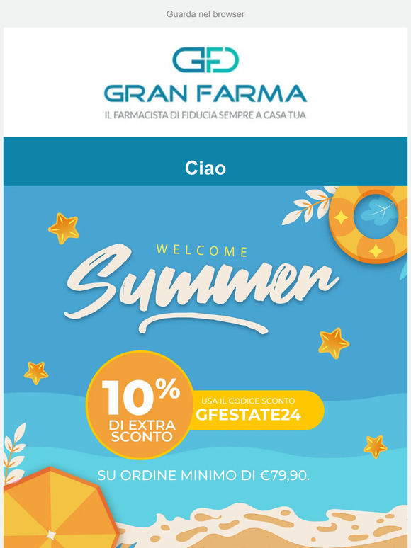 Benvenuta Estate: 10% di sconto su 79,90€