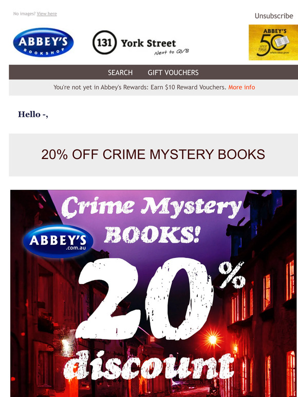 SALE on Crime Mystery Books! SAVE 20% • One Week Only