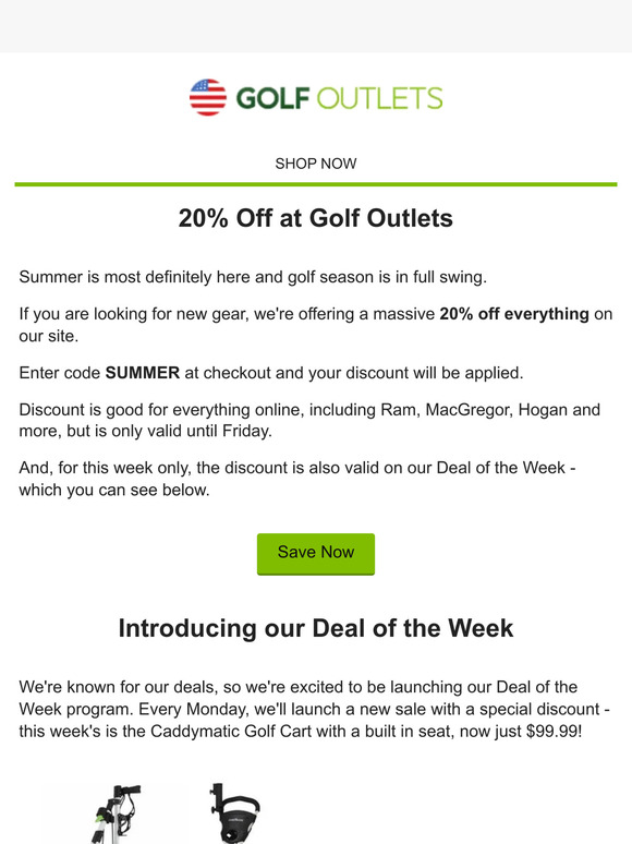20% off at Golf Outlets + Our Deal of the Week