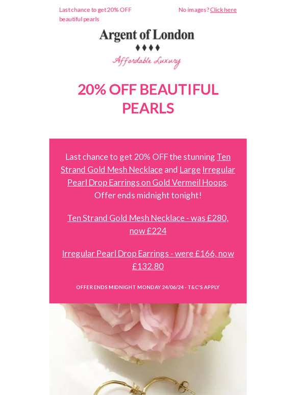 20% OFF beautiful pearls ends tonight!