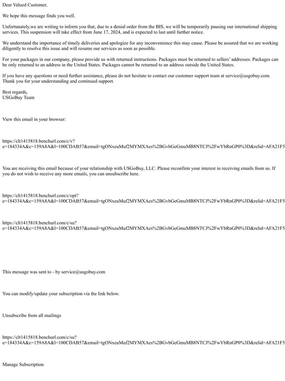 USGoBuy—Urgent Announcement