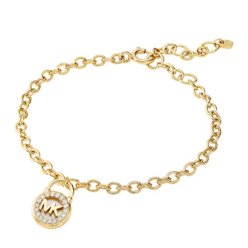 Michael Kors 14ct Gold Plated Silver MOP Lock Chain Bracelet