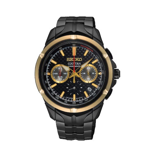 Seiko Coutura Men's Black Dial Chronograph Black IP Bracelet Watch