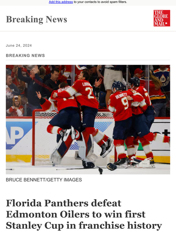 The Globe And Mail: Breaking News: Florida Panthers Defeat Edmonton ...