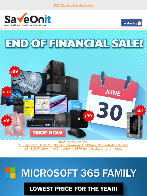 EOFY Sale!  Microsoft 365 Family Box $89 | Save on Laptops, PCs & more