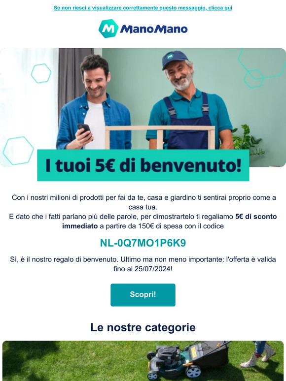 Ti diamo il benvenuto su ManoMano!