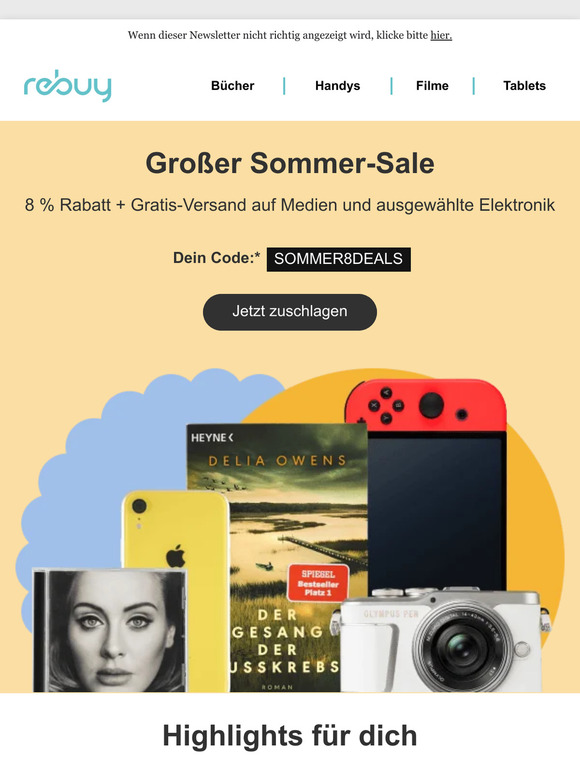[SOMMER SALE] 8 % Rabatt + Gratis-Versand ☀️